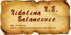 Nikolina Balančević vizit kartica